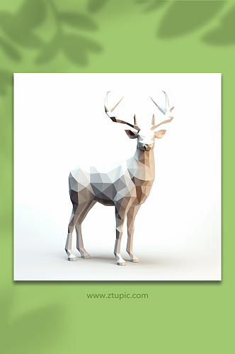 AI数字艺术晶格化麋鹿动物形象