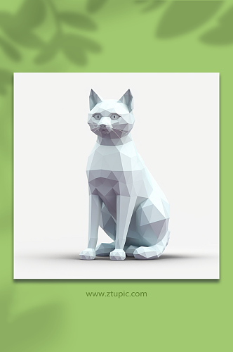 AI数字艺术晶格化猫动物形象