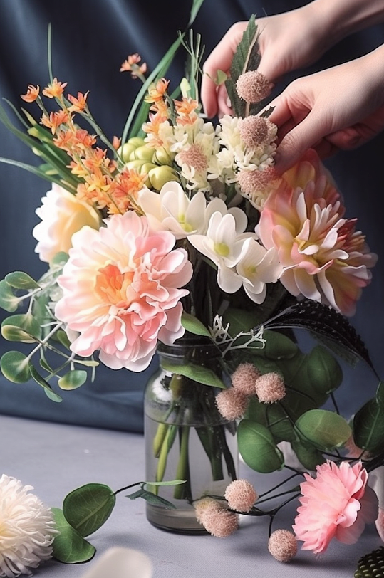 AI数字艺术花瓶中的美丽花朵