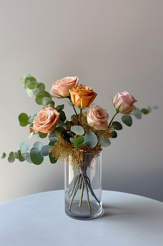 AI数字艺术花瓶里的美丽花朵