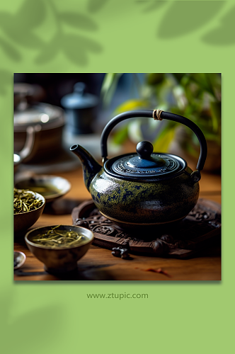 AI数字艺术饮茶文化摄影图