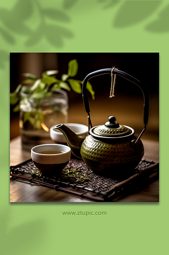 AI数字艺术饮茶文化摄影图