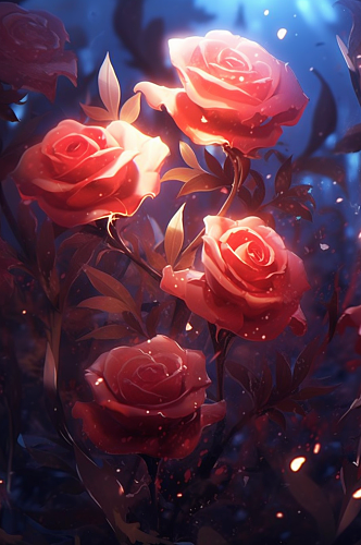 AI数字艺术玫瑰花卉摄影图