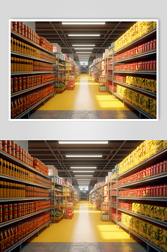 AI数字艺术购物超市摄影图