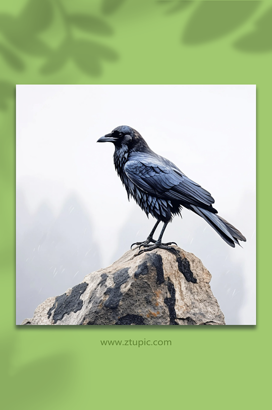 AI数字艺术乌鸦动物摄影图
