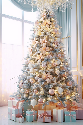 AI数字艺术圣诞树摄影图片