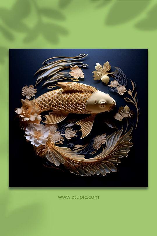 AI数字艺术鲤鱼模型图片