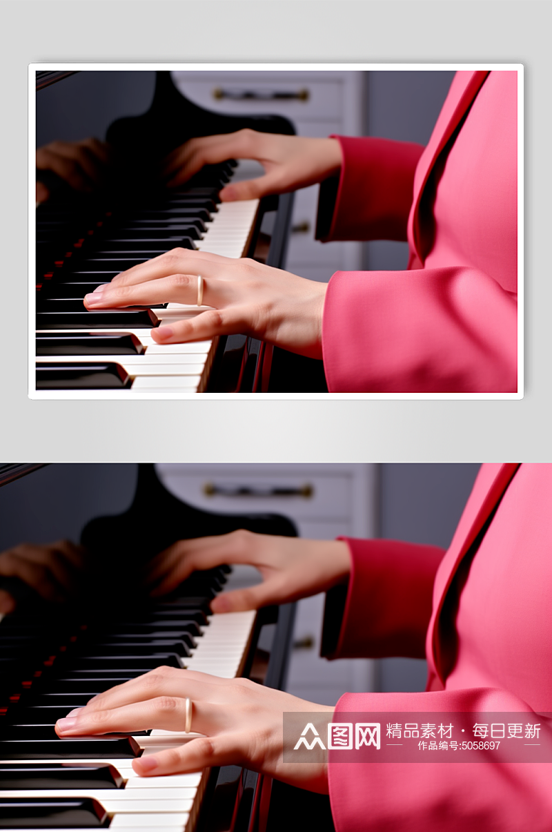 AI数字艺术钢琴少女摄影图片素材