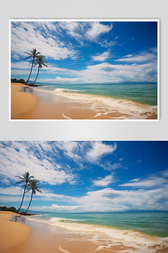 AI数字艺术夏日沙滩摄影图片