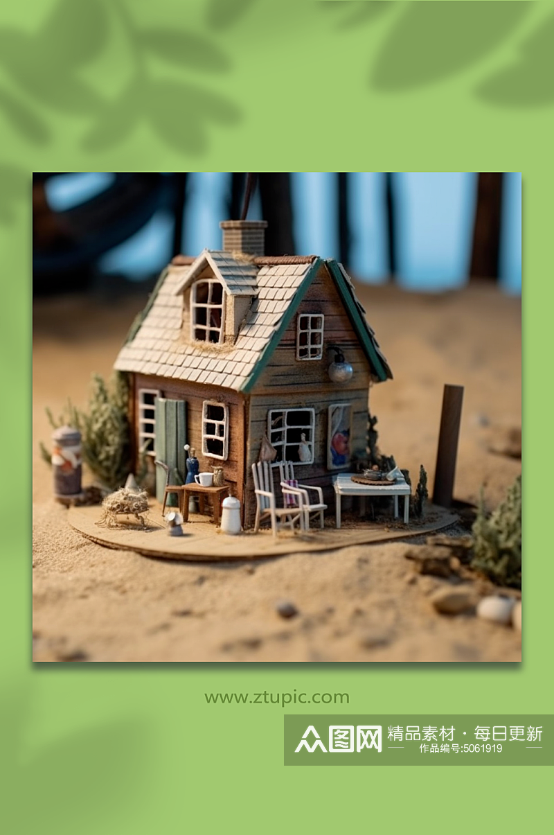 AI数字艺术模型房屋插画图片素材