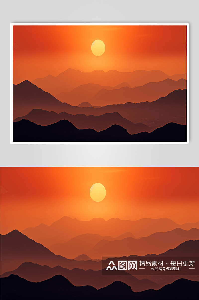 AI数字艺术夕阳插画图片素材