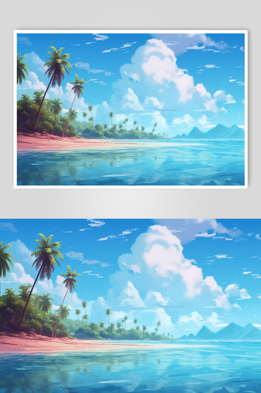AI数字艺术夏日海滩插画图片素材