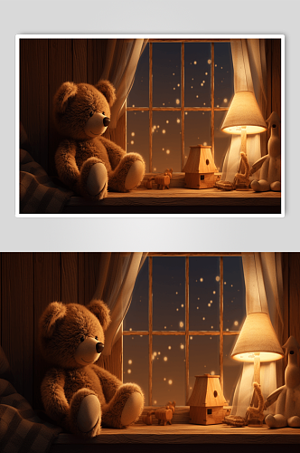 AI数字艺术玩偶熊插画图片