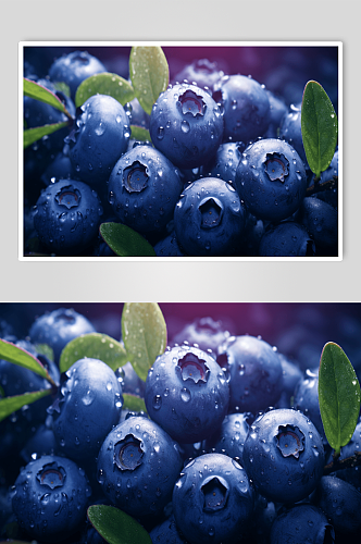 AI数字艺术蓝莓插画图片