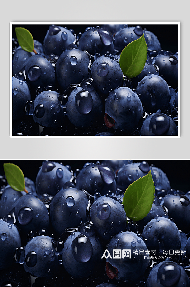 AI数字艺术蓝莓插画图片素材