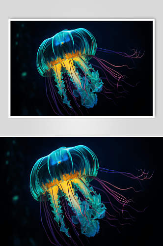 AI数字艺术水母插画图片