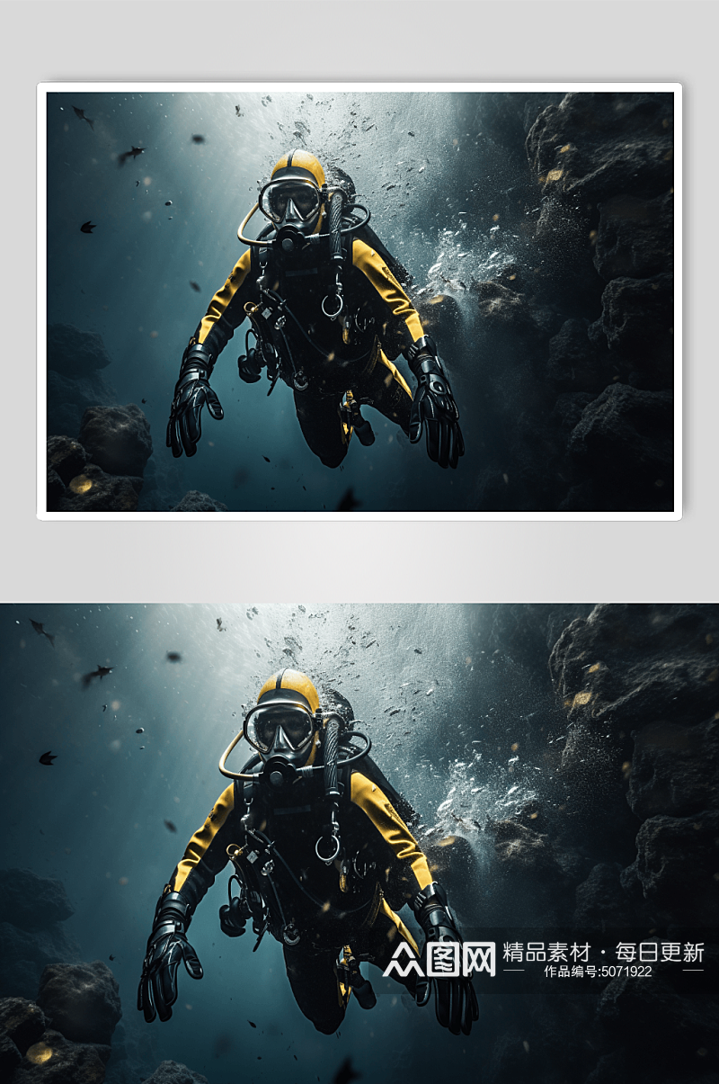 AI数字艺术潜水员插画图片素材