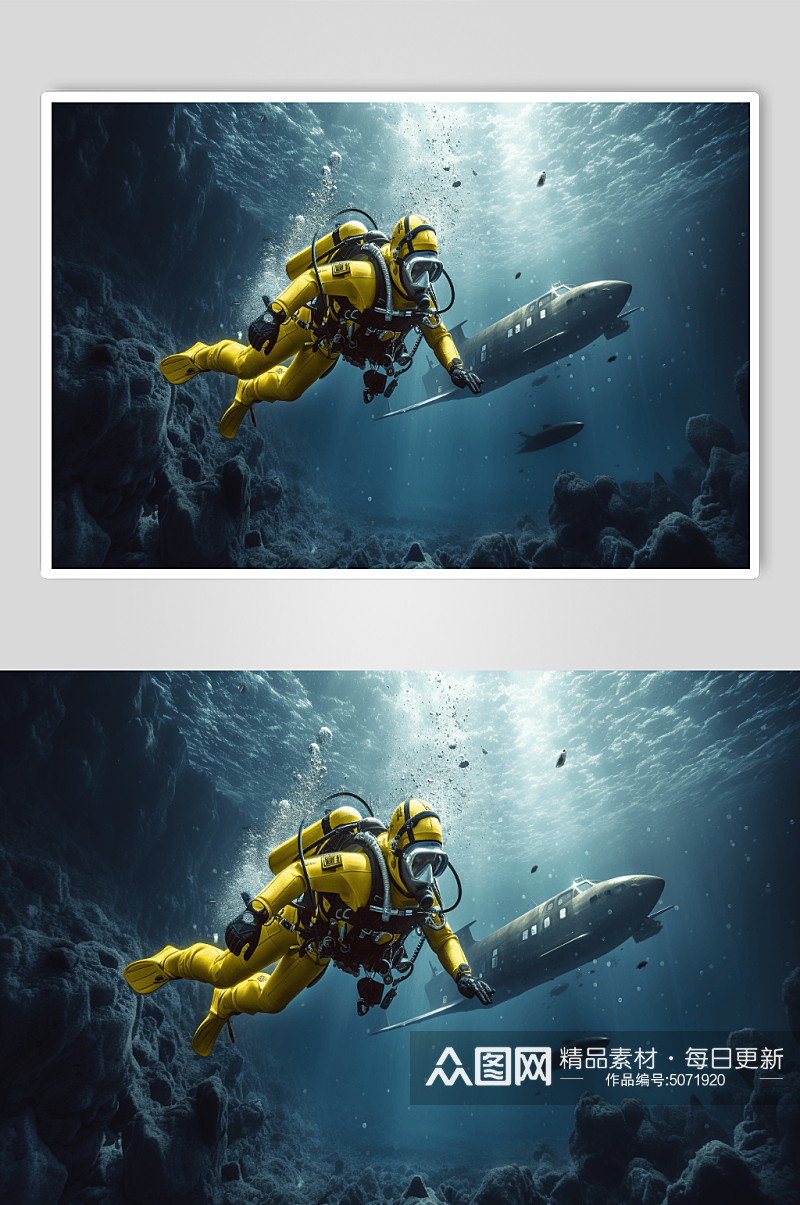 AI数字艺术潜水员插画图片素材