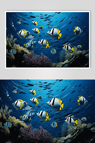 AI数字艺术海底世界插画图片