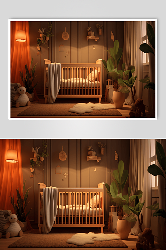 AI数字艺术室内幼儿床图片