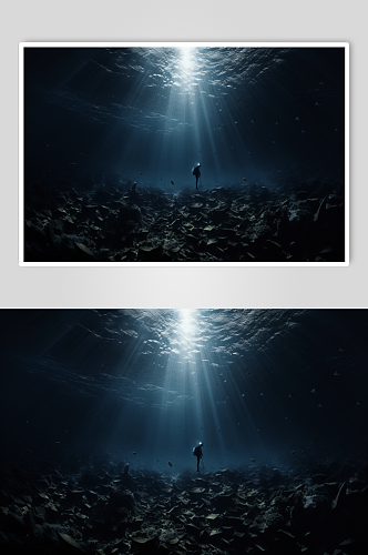 AI数字艺术海底潜水员图片