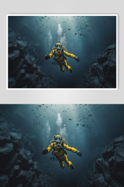 AI数字艺术海底潜水员图片