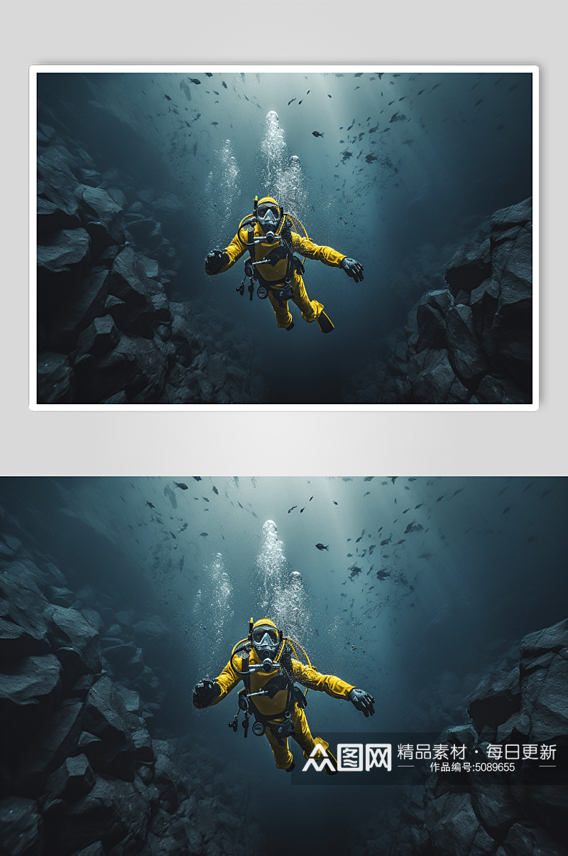 AI数字艺术海底潜水员图片素材