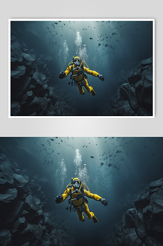 AI数字艺术海底潜水员图片