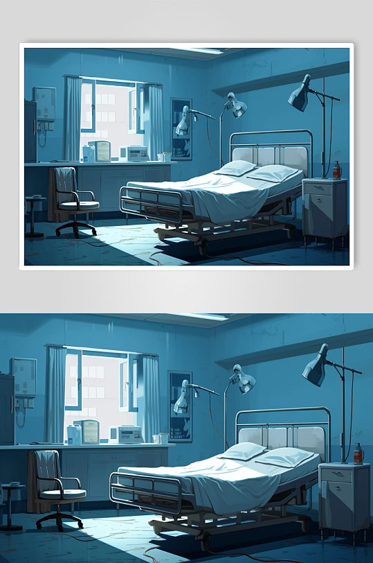AI数字艺术室内医院病床图片