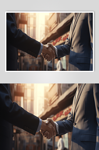 AI数字艺术商业人物握手图片