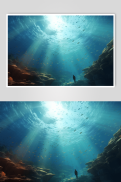 AI数字艺术海底潜水员创意图片