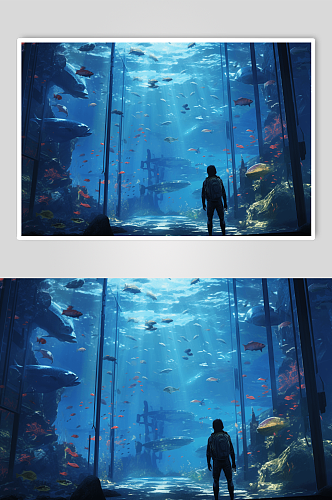 AI数字艺术海底潜水员创意图片