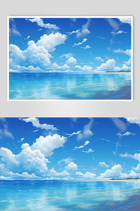 AI数字艺术蓝天白云景色图片