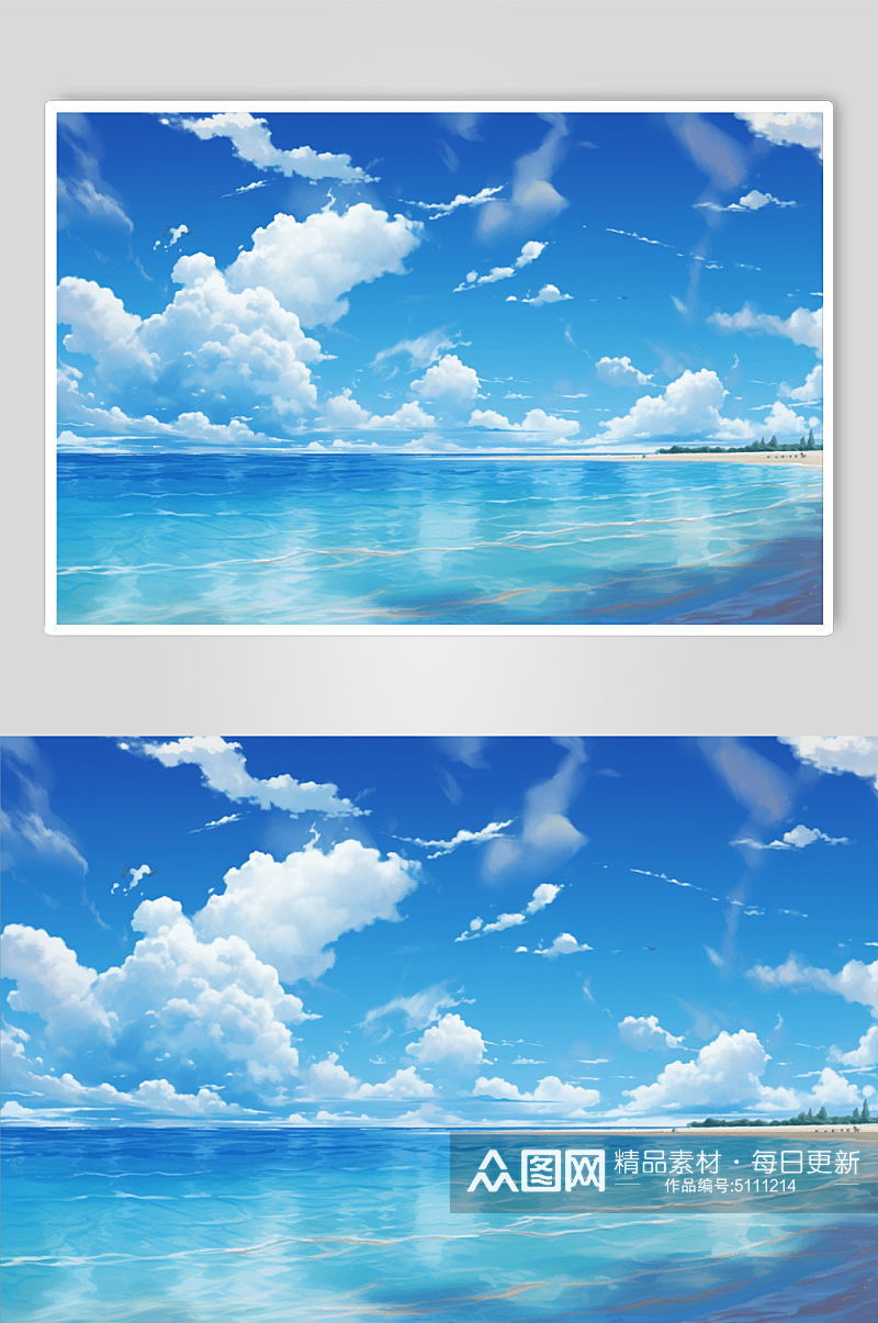 AI数字艺术蓝天白云景色图片素材
