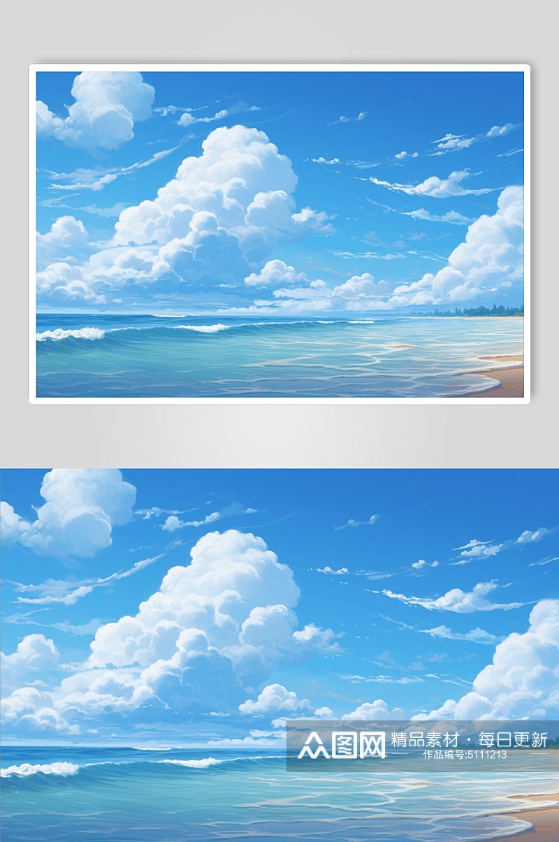 AI数字艺术蓝天白云景色图片素材