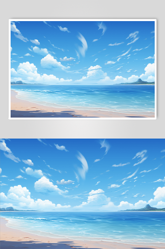 AI数字艺术蓝天白云景色图片