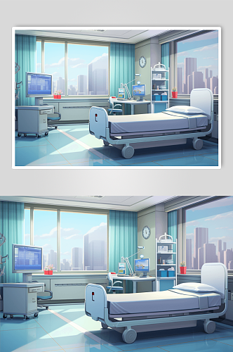 AI数字艺术医院病床图片
