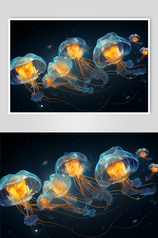 AI数字艺术海底生物景观图片