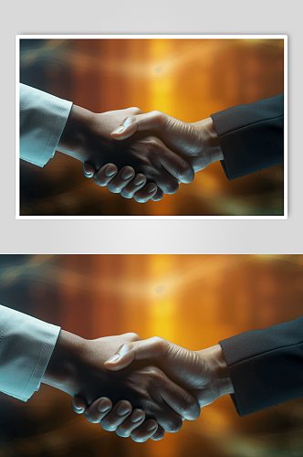 AI数字艺术商业人物握手图片