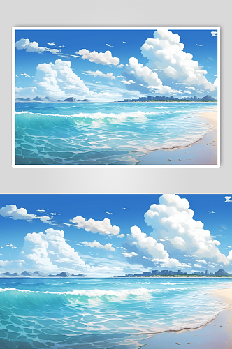 AI数字艺术海岸沙滩风景图片