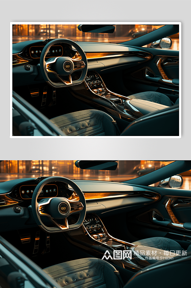AI数字艺术汽车内部内饰图片素材