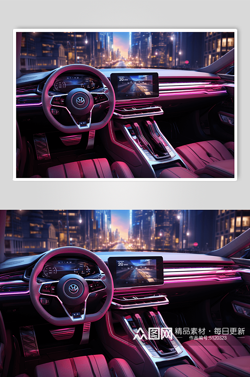 AI数字艺术汽车内部内饰图片素材