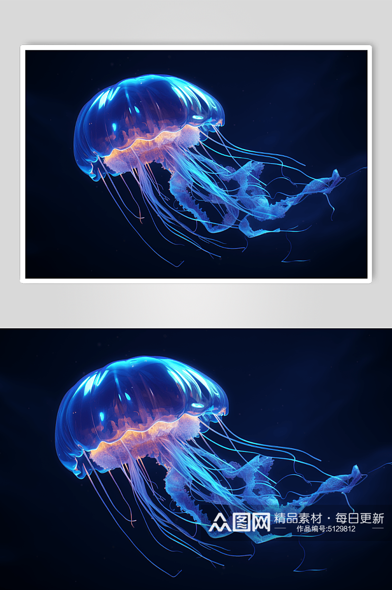 数字艺术透明漂游水母图片素材