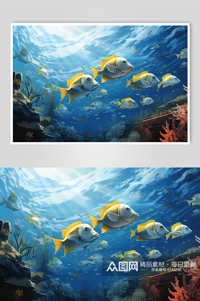 海底海洋动物数字艺术图片素材
