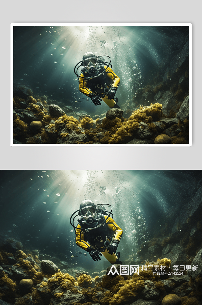 海底潜水员数字艺术图片素材