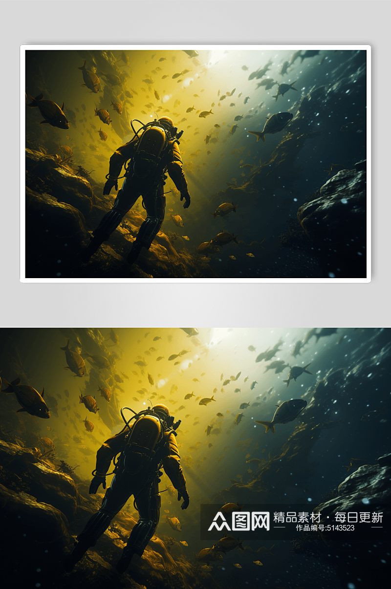 海底潜水员数字艺术图片素材