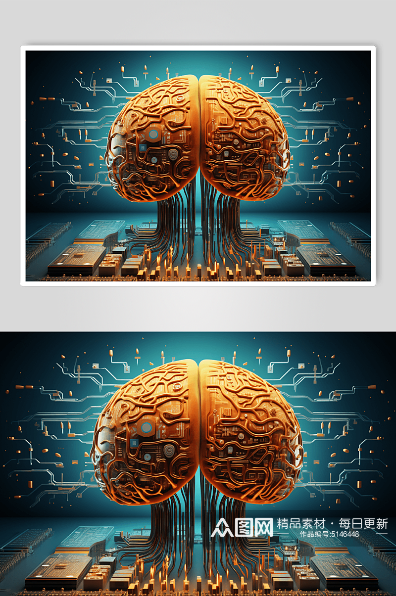 科技大脑数字艺术图片素材