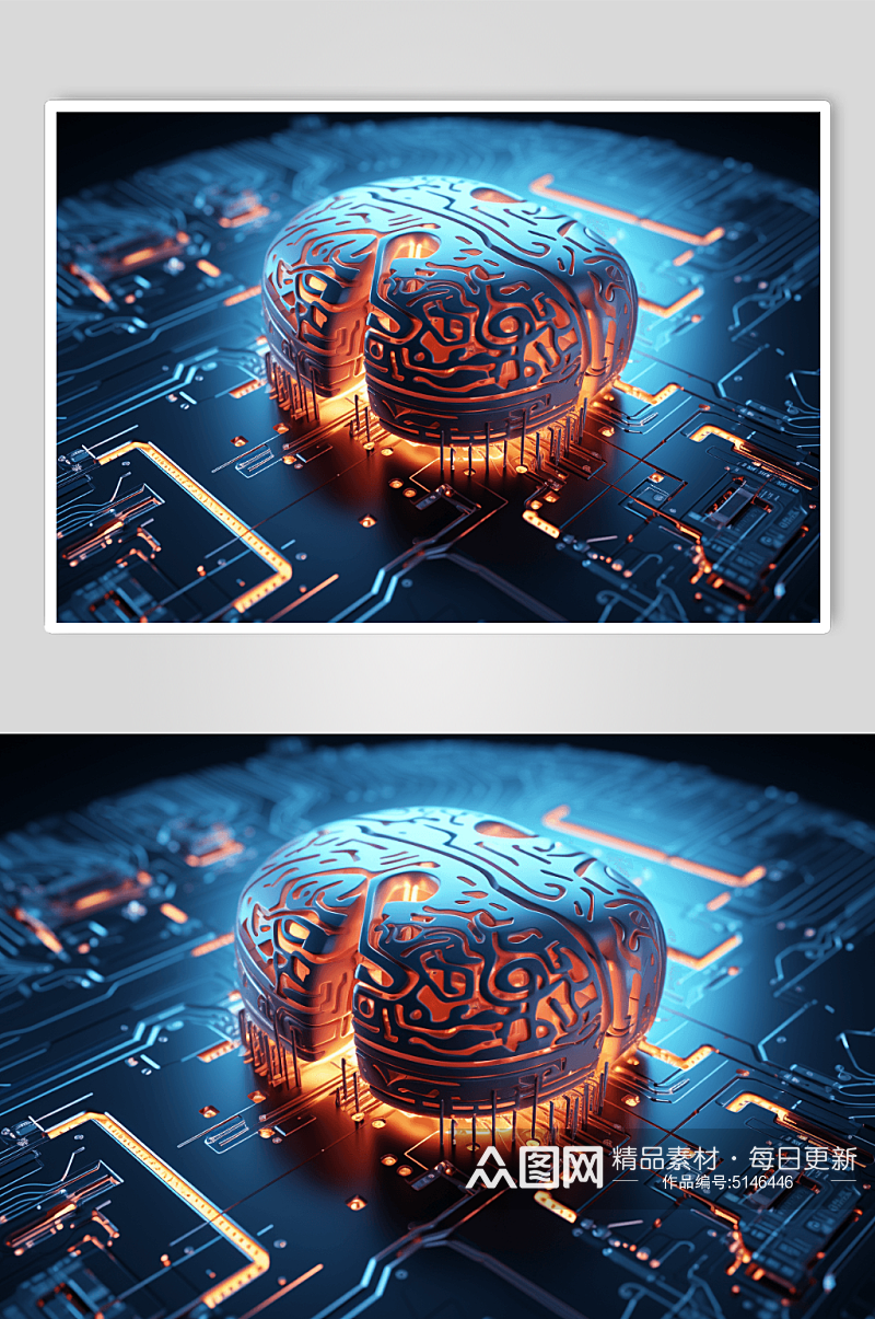 科技大脑数字艺术图片素材