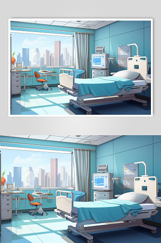 扁平化医院病床数字艺术图片