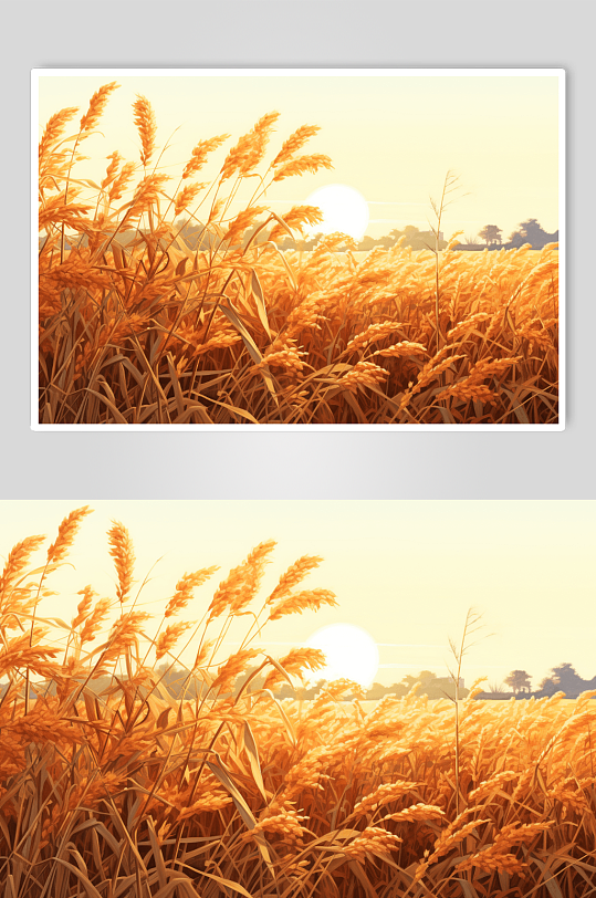 田野小麦稻穗数字艺术图片